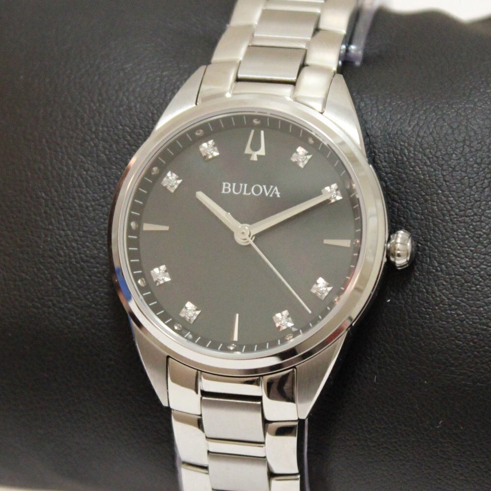 Bulova Sutton Ladies Watch Diamond Indices Black Mother Of Pearl Dial 33mm - Picture 7 of 13